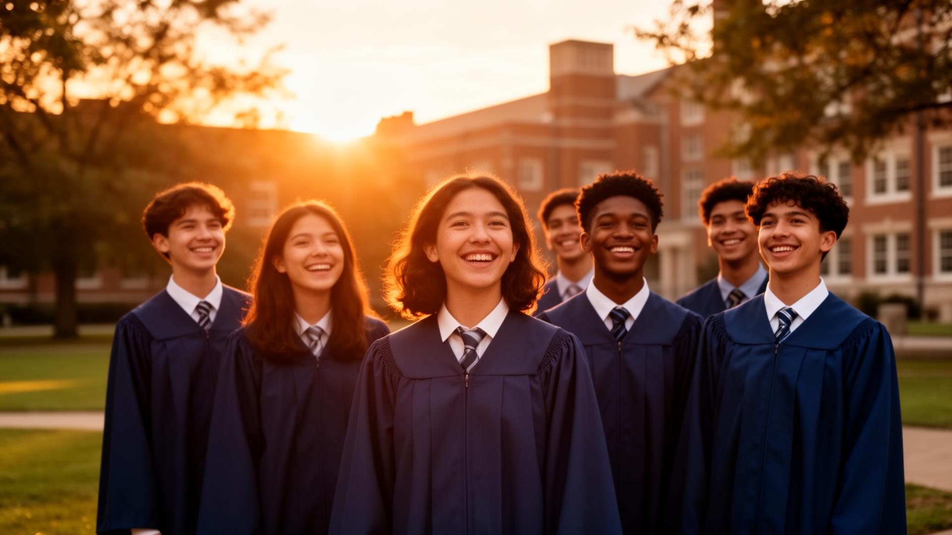 Graduates at sunset